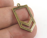 Irregular pentagon antique bronze plated brass 15x26.5 hole necklace ,charms, ,findings 3771-140