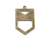 Irregular pentagon antique bronze plated brass 15x26.5 hole necklace ,charms, ,findings 3765-146