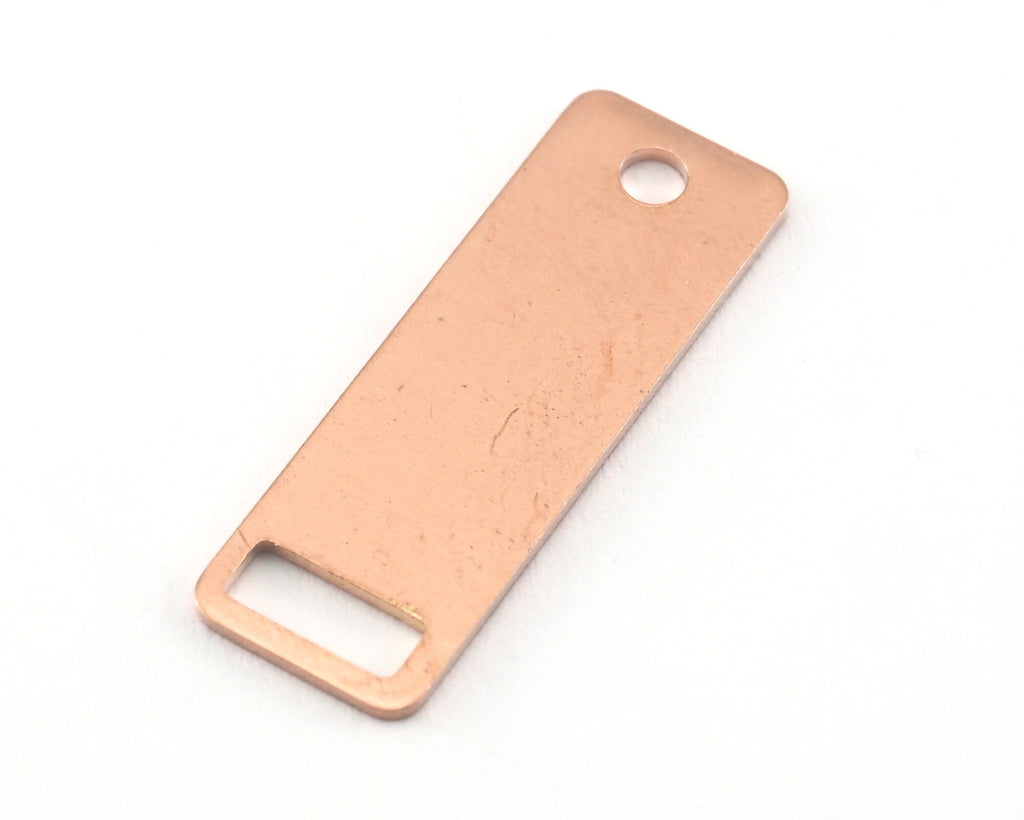 Rectangle Stamping Blank, Bar Necklace with Holes, Tag for Stamping, 2 hole raw copper 10x30mm OZ3830-165
