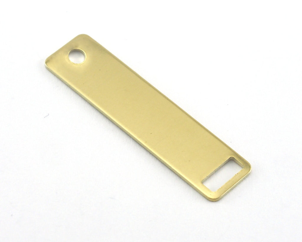 Rectangle Stamping Blank, Bar Necklace with Holes, Tag for Stamping, 2 hole raw brass 10x40mm OZ3821-255