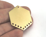 Hexagonal stamping tassel 30mm raw brass (0,8mm 20 gauge) 10 hole charms ,findings 3868R