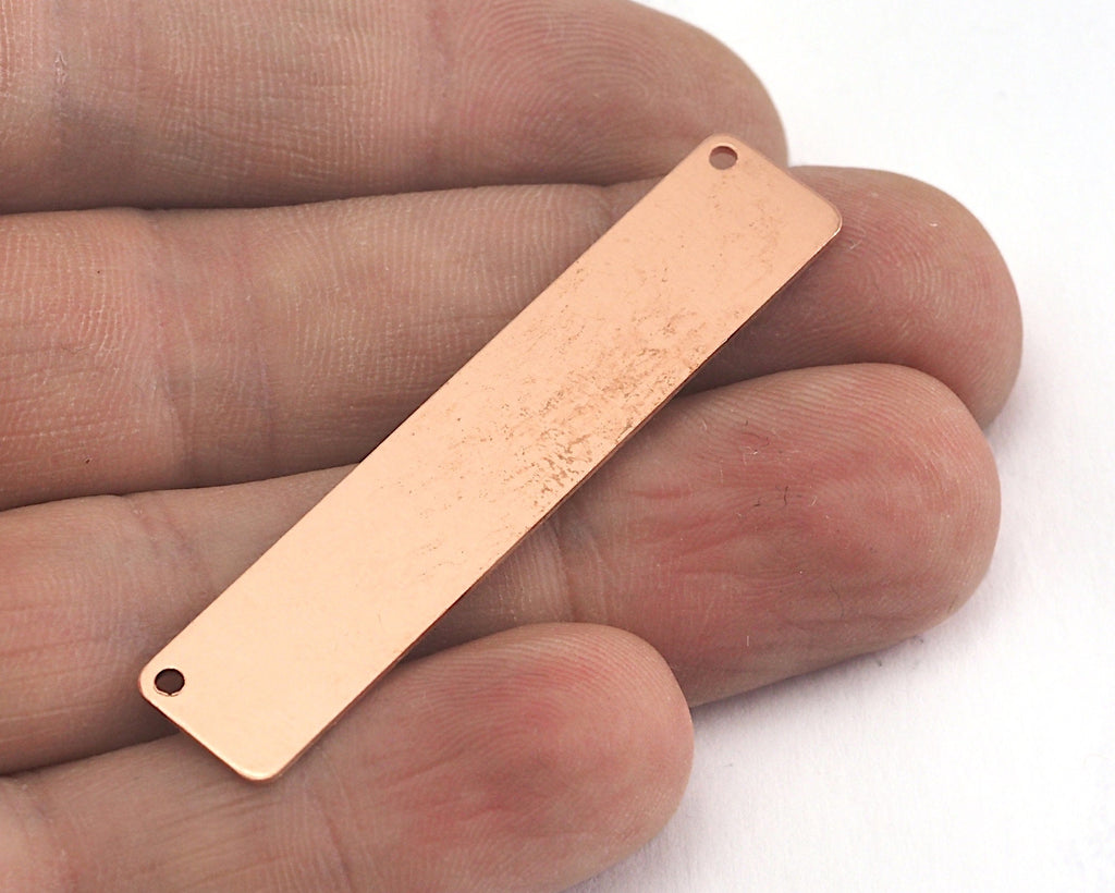 Rectangle Stamping Blank, Bar Necklace with Holes, Tag for Stamping, 2 hole raw copper 10x50mm OZ3878-320