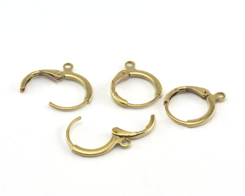 raw brass earring leverback findings 12x14mm with one loop 1348