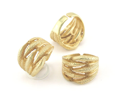 Adjustable Claw Ring Gold Plated brass (18mm 8US inner size) OZ2806