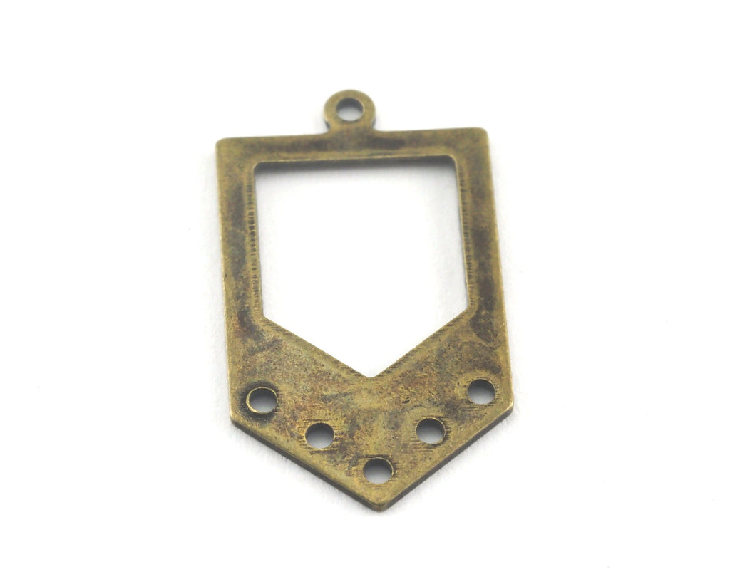 Irregular pentagon antique bronze plated brass 15x26.5 hole necklace ,charms, ,findings 3767-125