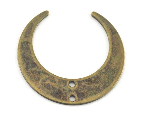 Crescent Moon 30mm Antique Bronze Plated Brass (2 hole) Charms Findings Stampings OZ3440-225