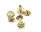 Hand made screw rivets, chicago screw / concho screw, (10mm Head) raw brass studs, 1/8" bolt CSC5 CSC8 R142