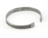 Cuff Bracelet Lines Adjustable Antique Silver Plated Brass  (65mm inner size - Adjustable ) OZ3179