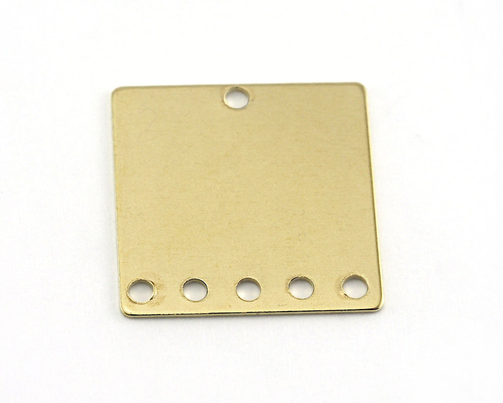 Square tag 6 hole connector raw brass 16x16mm Charms ,Findings 3902R-100