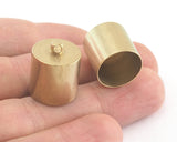 ends cap with loop , 15x15mm only cap size  (18x15mm Total) 14mm inner raw brass cord  tip ends, ribbon end, ENC14 2144