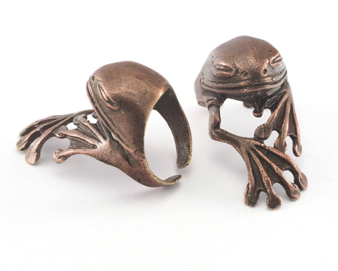 Frog Adjustable Ring Antique Copper Plated Brass (17.5mm 7US inner size) OZ2893