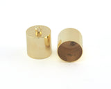 ends cap with loop , 15x15mm only cap size  (18x15mm Total) 14mm inner Gold Plated brass cord  tip ends, ribbon end, ENC14 2144