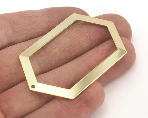 Gold plated brass elongated hexagon shape 54x32mm 0.9 Thickness stamping blank 1 hole tag pendant 2064-390