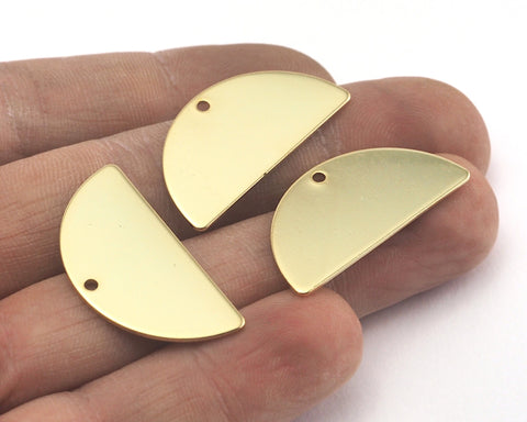Semi Circle Blanks Brass Half Moon Shape 1 hole Top 30x15x0.9mm Gold plated brass pendant (1.63mm  14 gauge hole) SCS 2001-245