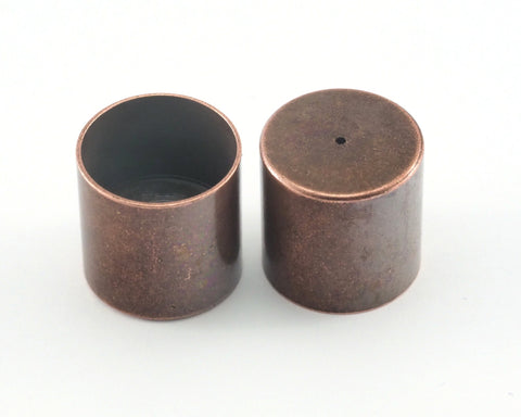 Ends Caps Leather 14x14mm (13mm inner hole) Antique Copper Plated Brass cord  tip ends, ribbon end, findings ENC13 3895