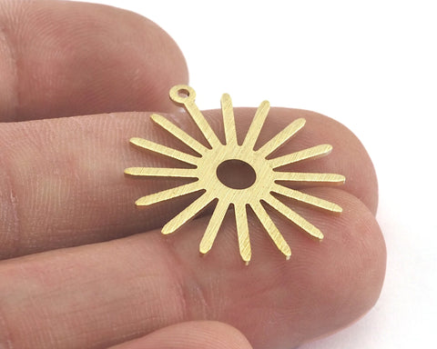 Brushed Sun Charms 25x27mm 1 hole Raw brass findings R198-145