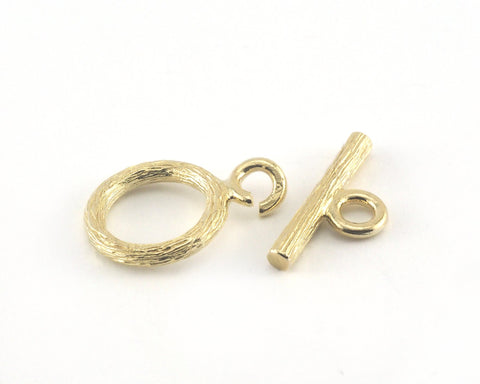 Textured Toggle Clasps Raw Brass 16mm ,Findings 3918