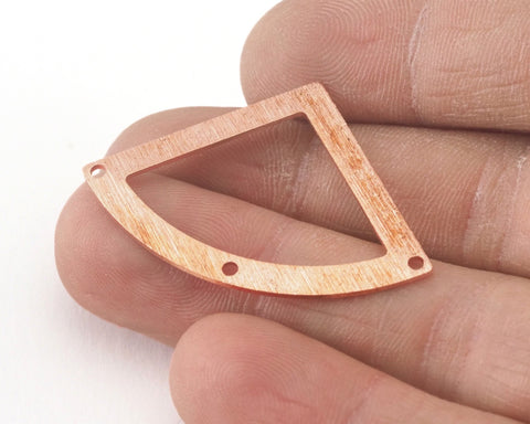 Brushed Triangle textured raw copper 27x39mm 3 hole charms , findings earring OZ3926-175