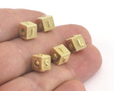Cube Letter Initial Raw Brass 7x7mm ( 3mm leather ) bab3 3945