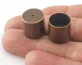 Ends Caps Leather 14x14mm (13mm inner hole) Antique Copper Plated Brass cord  tip ends, ribbon end, findings ENC13 3895