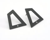 Trapezoid Earring Stud,  Black Painted Brass Quadrilateral Earring Posts, 24mm 3964