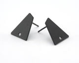 Trapezoid Earring Stud,  Black Painted Brass Quadrilateral Earring Posts, 15mm 3965