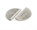 Semi Circle, Half moon 24x40mm 1 Hole pendant charms tag Antique silver plated brass 2197-365
