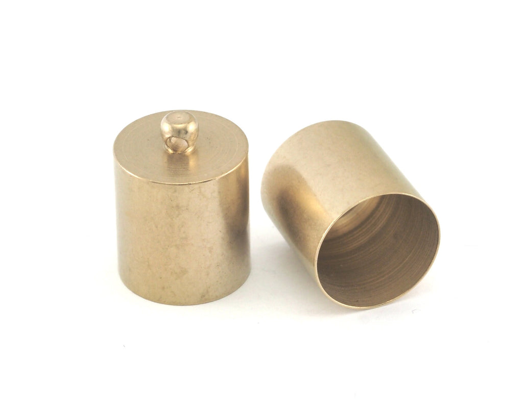 Ends cap with loop , 15x16mm only cap size  (15x20mm Total) 14mm inner raw brass cord  tip ends, ribbon end, ENC14 OZ3923
