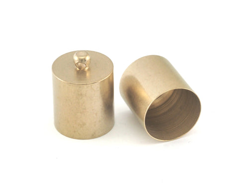 Ends cap with loop , 15x16mm only cap size  (15x20mm Total) 14mm inner raw brass cord  tip ends, ribbon end, ENC14 OZ3923