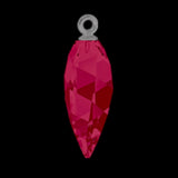 Swirl drop pendant 6541 Swarovski® ruby (501) (half hole) with classic gunmetal plating cap 34.5mm
