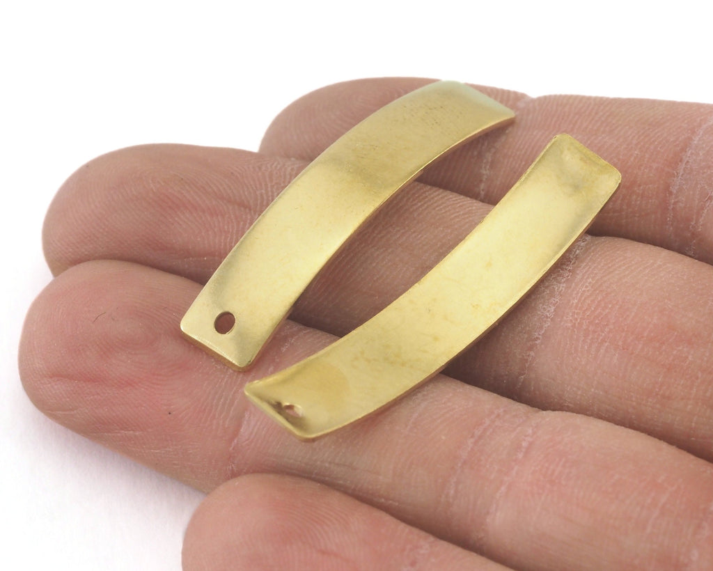 Rectangle tag curved Raw Brass 8x40mm 20 gauge 0.8mm thickness 1 hole Charms ,Findings 3942-33