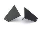 Trapezoid Earring Stud,  Black Painted Brass Quadrilateral Earring Posts, 24mm 3961
