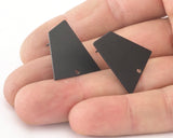 Trapezoid Earring Stud,  Black Painted Brass Quadrilateral Earring Posts, 24mm 3963