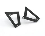 Trapezoid Earring Stud,  Black Painted Brass Quadrilateral Earring Posts, 24mm 3966