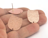Brushed Earring Stud Posts 1 Holes Oblong Shape Raw Copper 20x19mm 3976