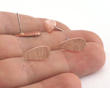 Brushed Earring Stud Posts Drop Shape Tag no hole 14.5x7.5mm Raw Copper 3981