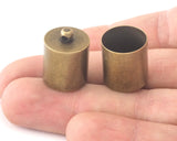 Ends cap with loop , 15x16mm only cap size  (15x20mm Total) 14mm inner Antique bronze plated brass cord  tip ends, ribbon end ENC14 OZ3923