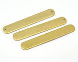Oblong Rectangle shape stamping, name tag for bracelets 45x8mm (0.8mm thickness) raw brass blank 2 hole 2430-235