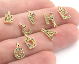 Micro Pave Letter Rhinestone 12mm initial necklace Gold Plated Brass alphabet letter charm, bracelet letters 4092