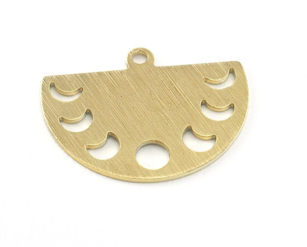 Semi Circle Half Moon (states of the moon holes ) Brushed brass 22x16mm (0.8mm thickness) 1 loop charms findings blank OZ4116-130