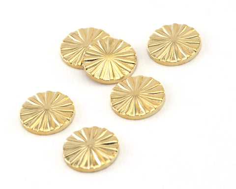 Starburst design tag 8 mm (1mm thickness) gold plated brass 4128