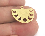 Semi Circle Half Moon (states of the moon holes ) Brushed brass 22x16mm (0.8mm thickness) 1 loop charms findings blank OZ4116-130