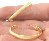 Hoop ribbed round Earrings stud base Shiny Gold tone lacquer plated brass round earring posts, 35mm OZ4221