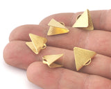 Triangle Crimp Brushed Raw brass  findings with Loop Ribbon Crimp cap tassel holder 15x13mm OZ4175