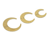Crescent Moon 30 25 20mm Brushed Raw Brass (2 hole) Charms Findings Stampings 4159-225
