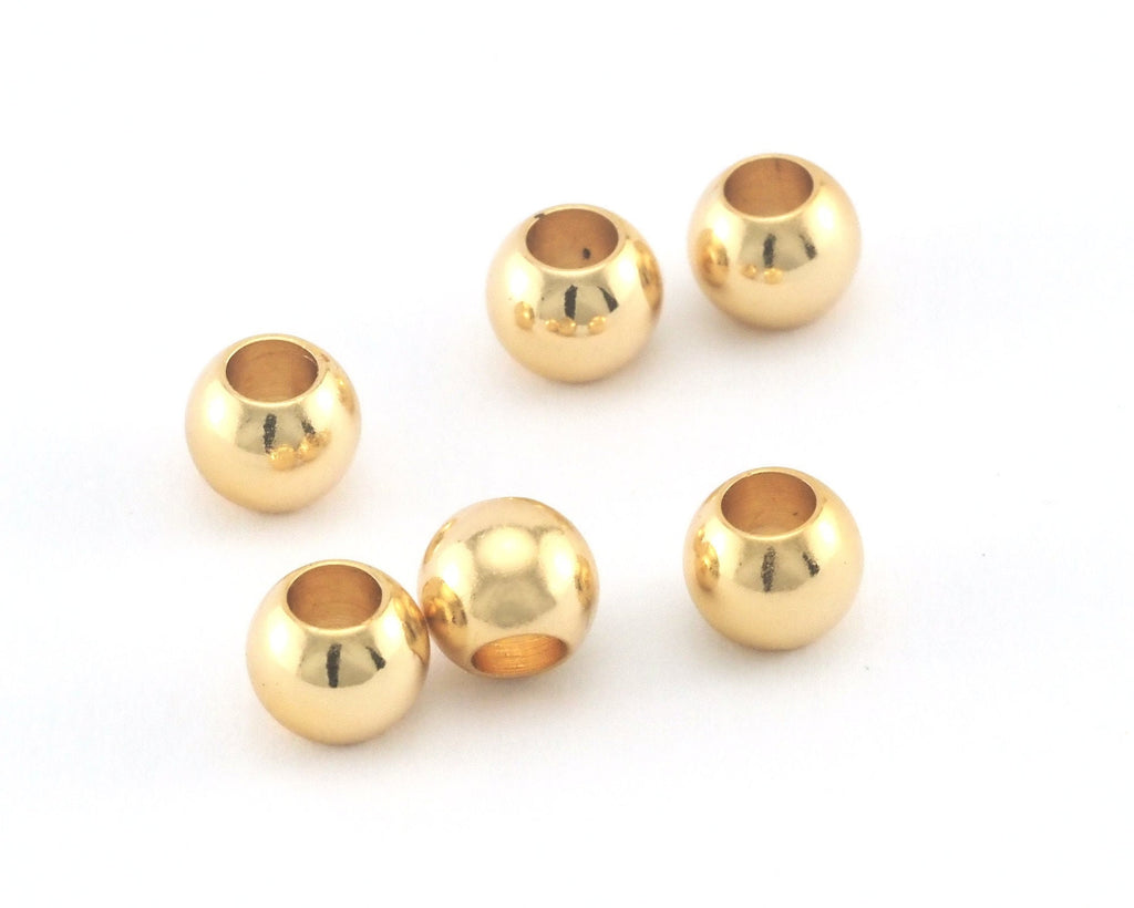 Spacer Bead ,Gold Plated Solid Brass, 6mm 9 gauge (3mm hole) , Findings bab3 OZ1458