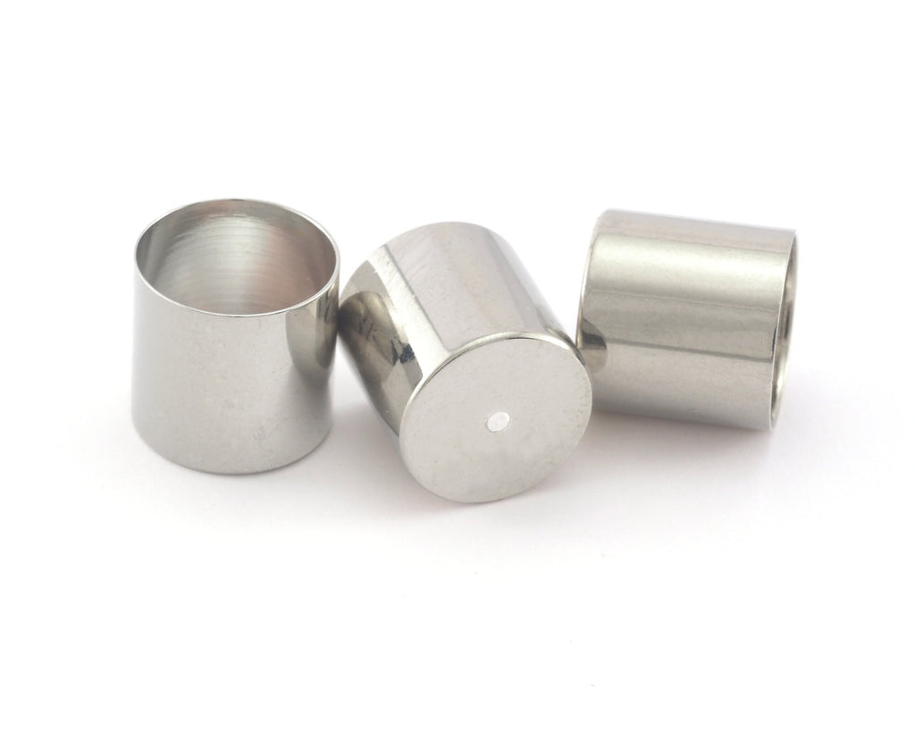 End caps, 16x16mm 15mm inner with 2mm hole Silver tone (Nickel free) brass findings ENC15 4217
