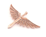 Micro Pave Angel wing Sword pendant Rose Gold plated Brass Rhinestone crystal 2142