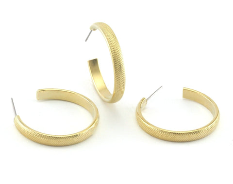 Hoop ribbed round Earrings stud base raw brass round earring posts, 35mm OZ4221