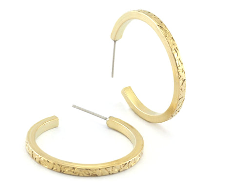 Hoop angular branch branches earrings stud base raw brass round earring posts, 30mm OZ4218